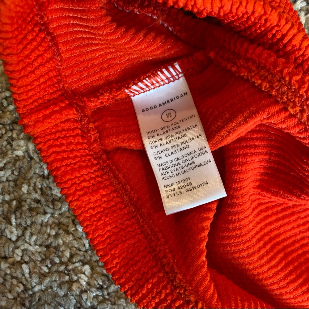 Good American Crinkle Textured Bikini Red Size 1/2 - Picture 10 of 11